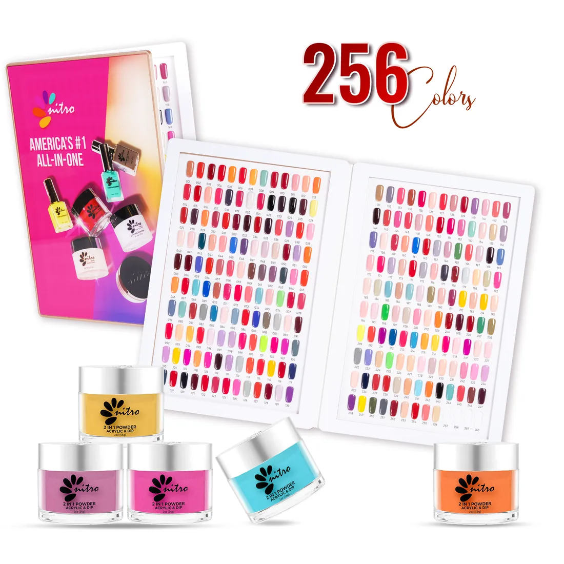 Nitro Nails 256-color powder, acrylic and dip collection available at Elite Nail Spa