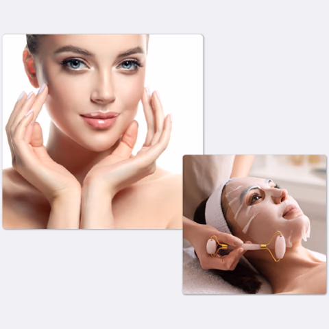 Beautiful women receiving facial treatments at the salon
