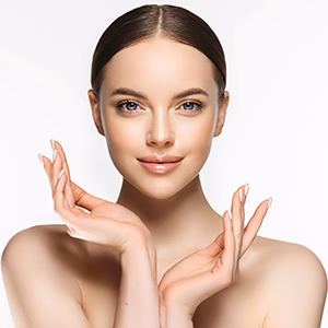 Radiant woman after receiving facial treatments